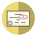 Illustrated icon of a birth certificate